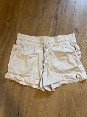 Avalanche Cream Elastic Waist Athletic Shorts with Drawstring